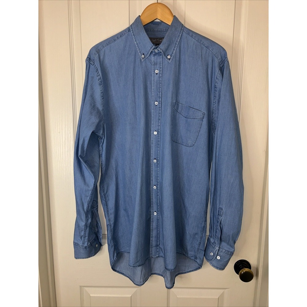 John‎ tweed tailored XL chambray blue long sleeve men's shirt